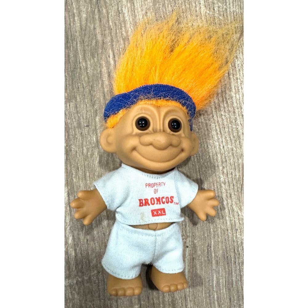 Vintage 1980s Original RUSS Troll Dolls - Lot of 2 Colorado, Denver Broncos